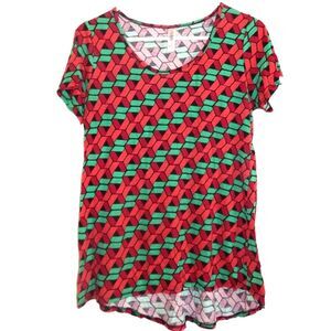 LULAROE Classic T women's small stretchy geometric print short sleeve blouse